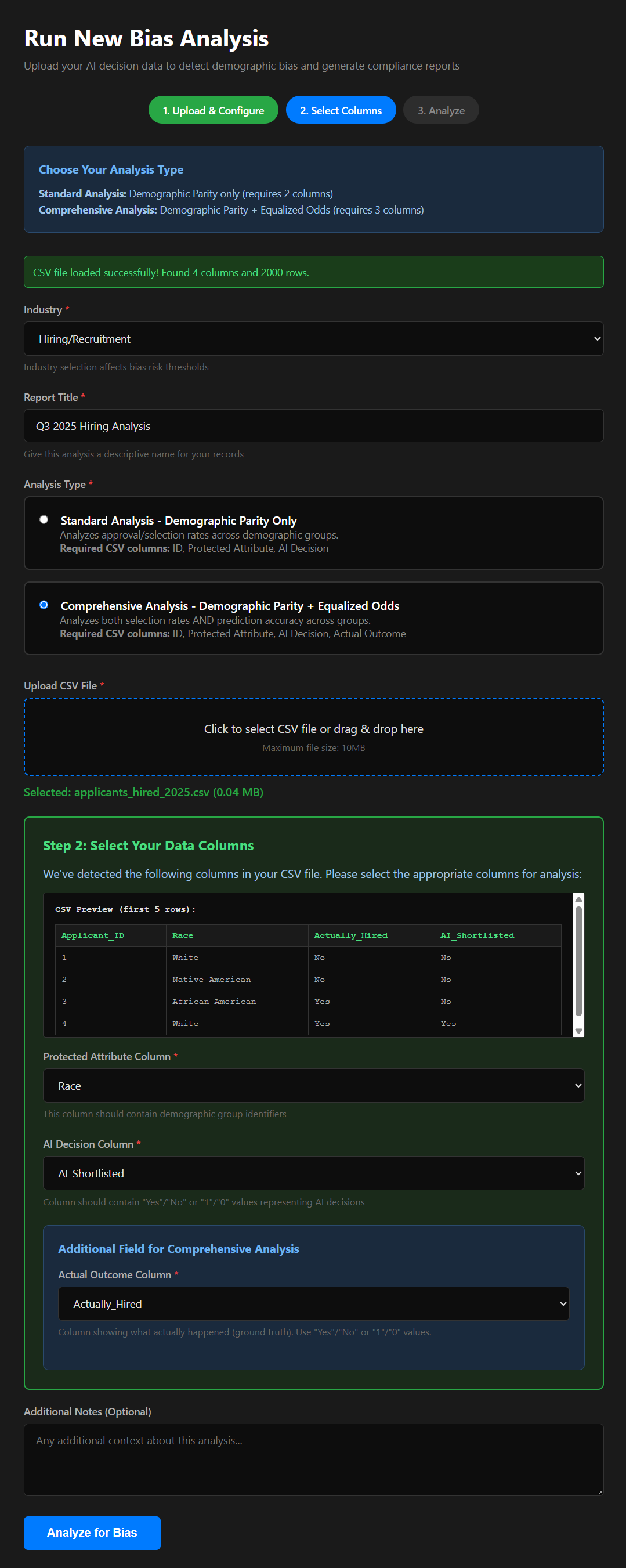 Upload Interface